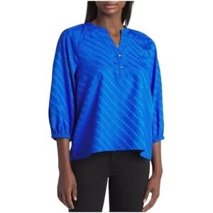 KARL LAGERFELD PARIS Jacquard Blue Blouse NWT SIZE SMALL $89